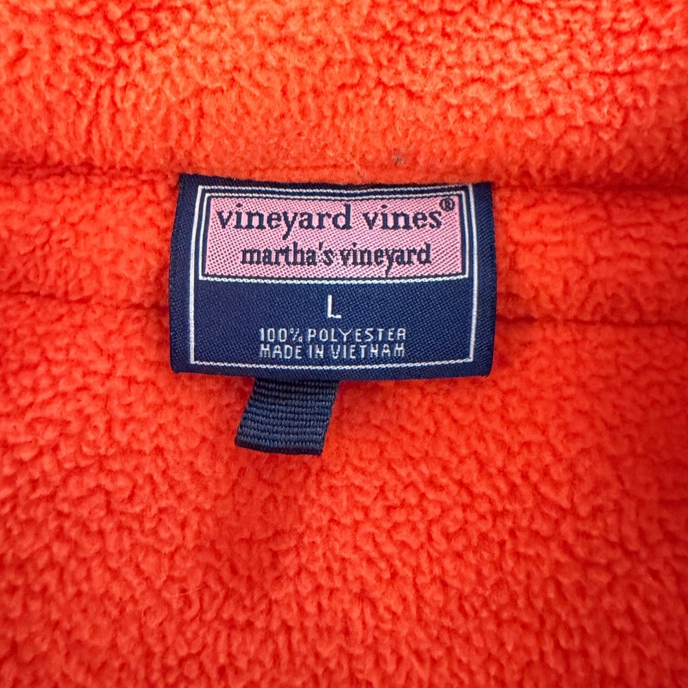 Vineyard Vines Mens Large Orange Fleece Quarter Zip Pullover Blue Trim 09/2013‎ - Picture 5 of 6